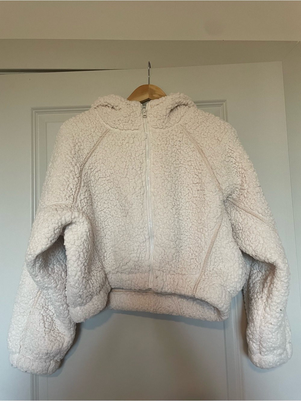 wild fable Cream Sherpa Zip-Up Hooded Jacket